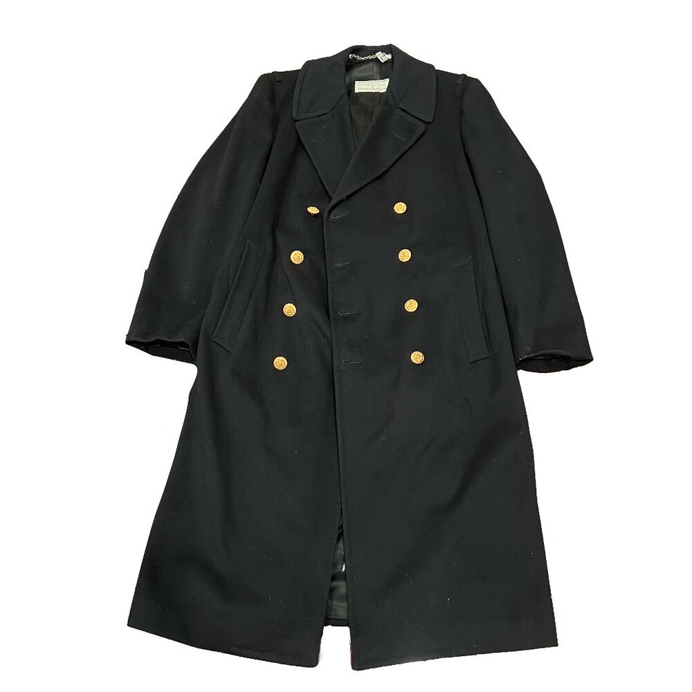United States Naval Academy Trench Coat Sons Vtg Black‎ Navy Jacket 50s 60s